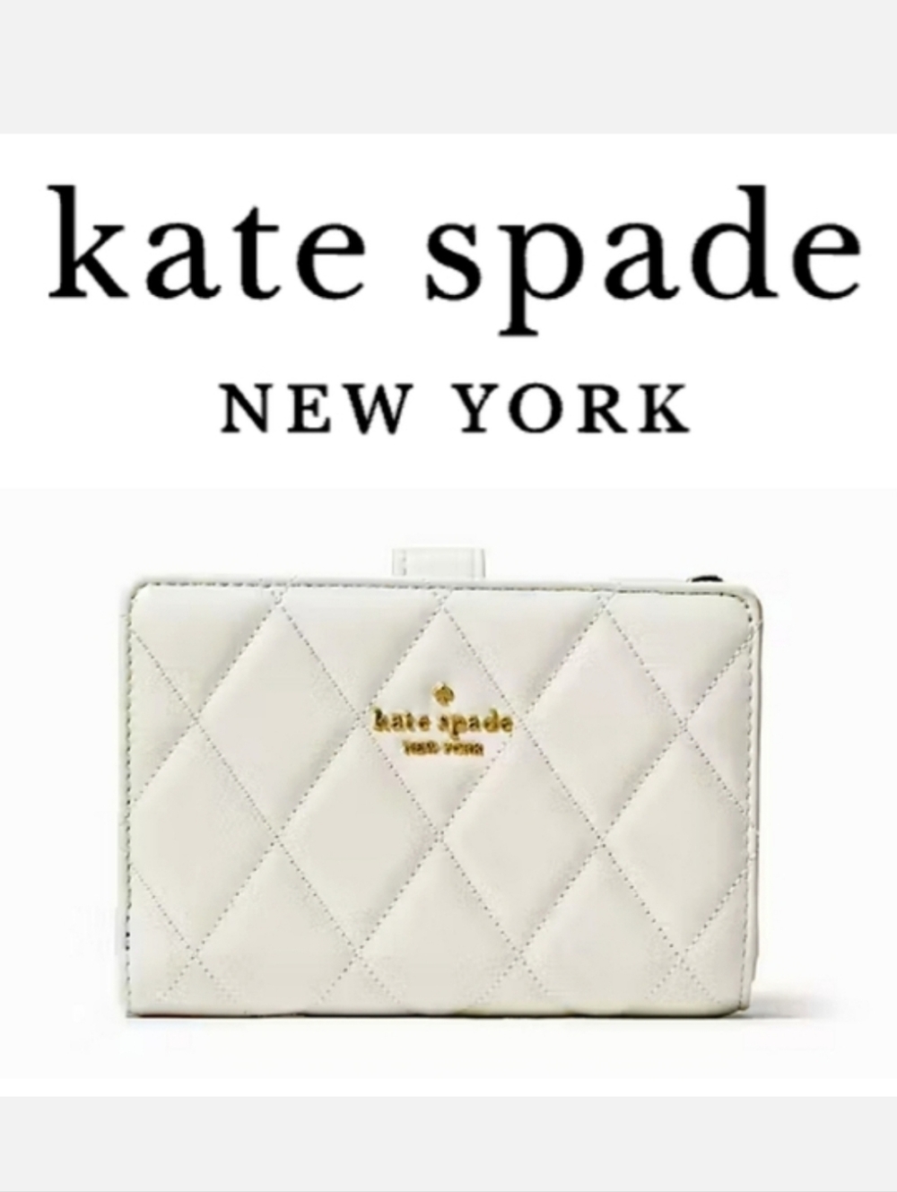 KATE SPADE Carey Medium Quilted Bifold Wallet Meringue Cream